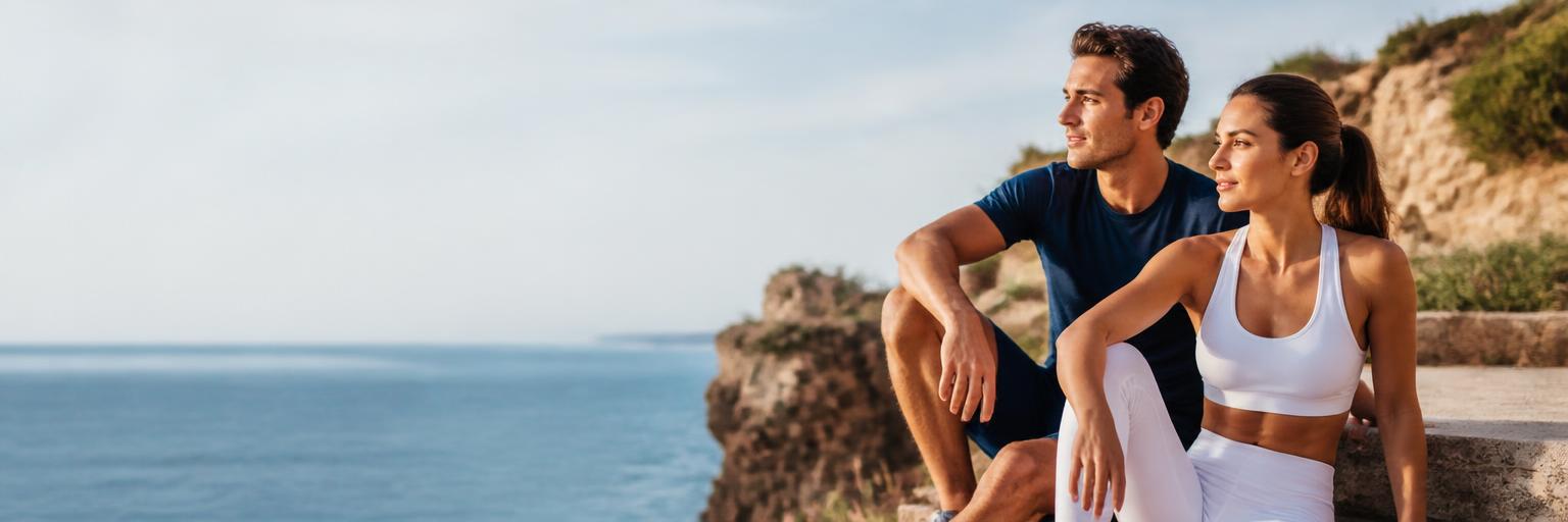 Momento de equilíbrio e recuperação junto ao mar